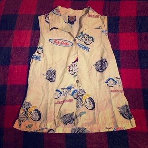 Harley Davidson sleeveless biker-Hawaiian shirt